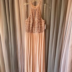 David's Bridal High neck with keyhole sequin dress NWT